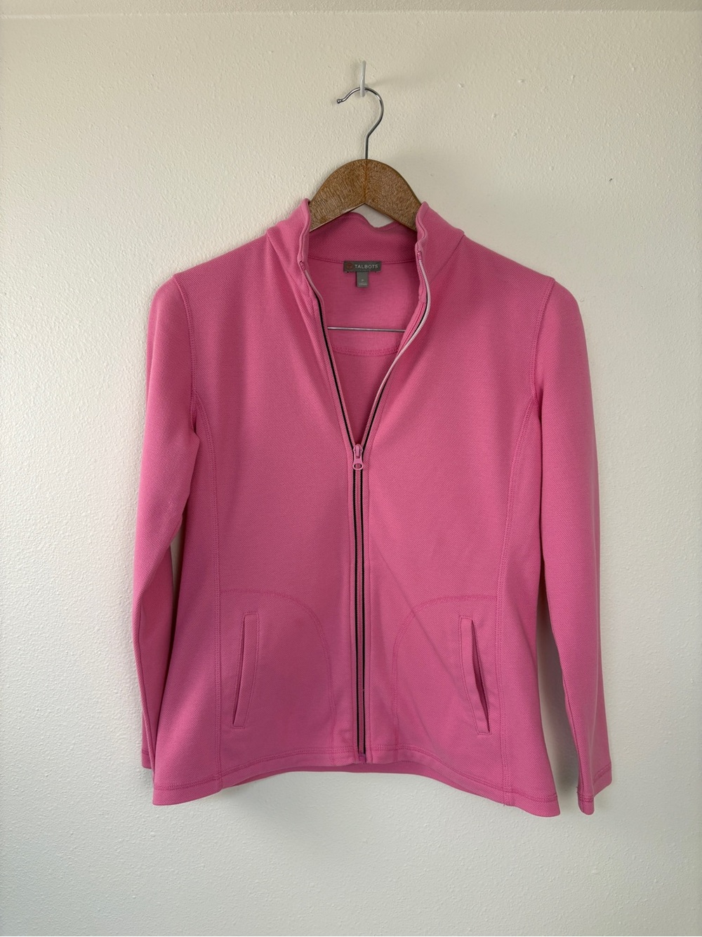 Talbots Hot Pink Zip Jacket Defined Athleisure Girly Sporty Tennis Running Golf